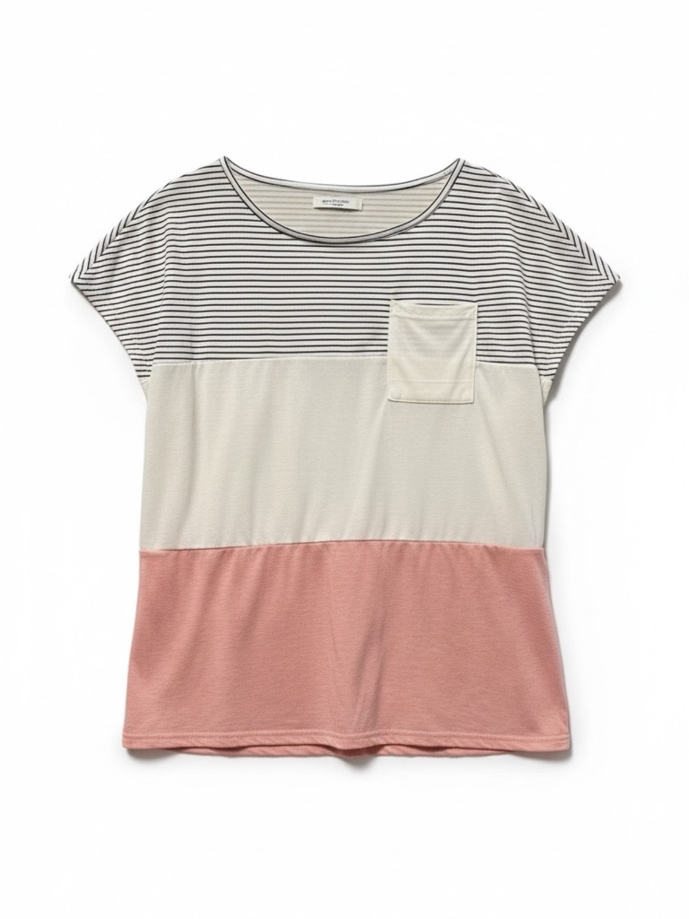 Fresral Colorblock Striped Pocket Top – Large